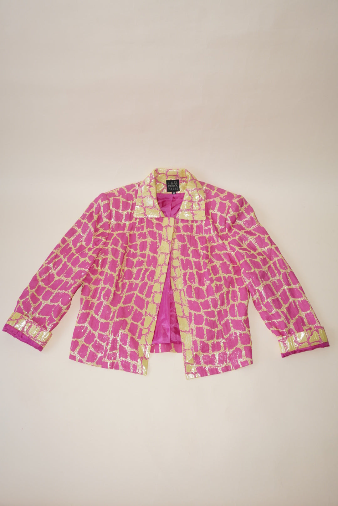 Claude Patrick Paris Pink & Yellow Reptile Blazer - Size 44