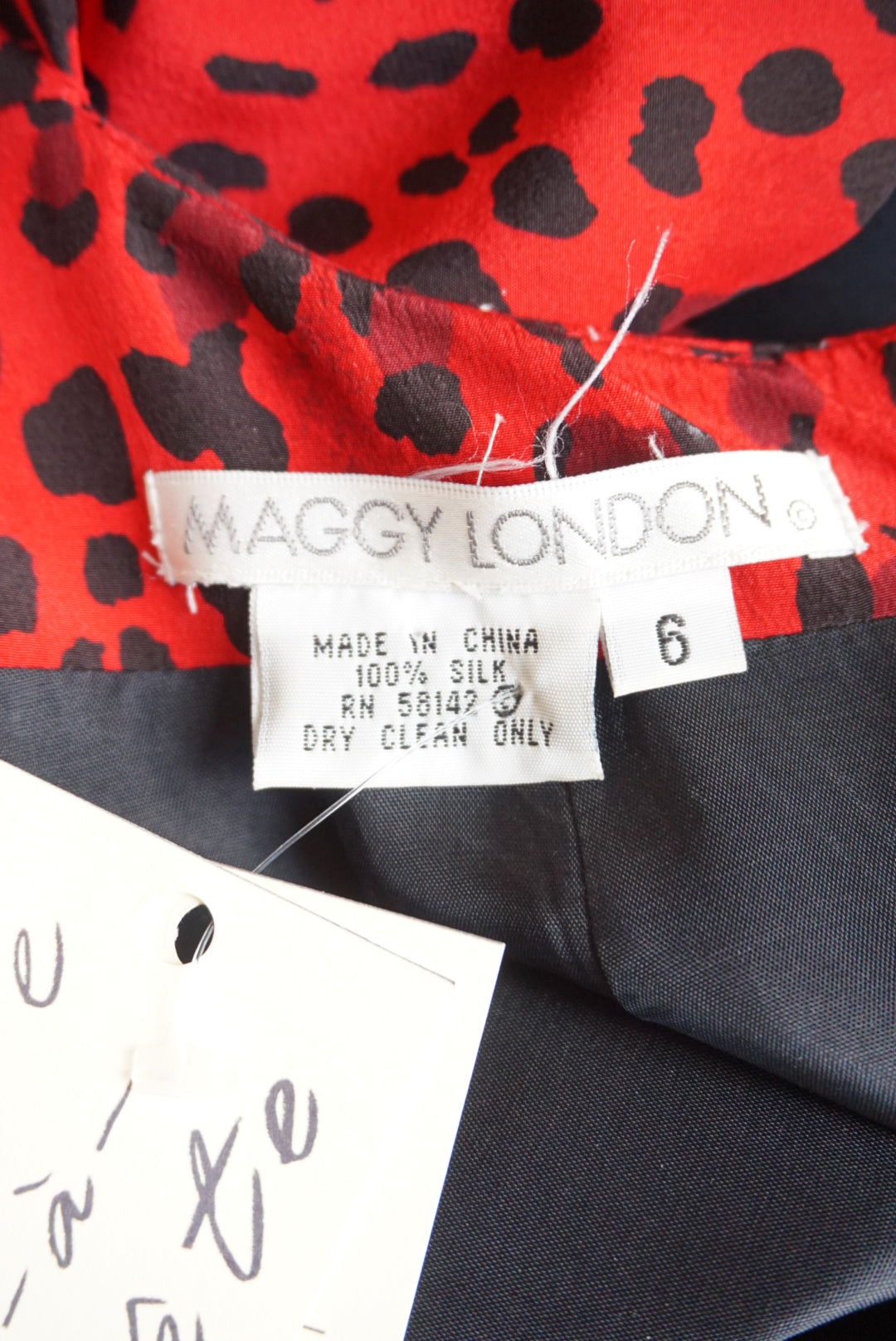 Maggy London Red Leopard Silk Tie Back Maxi Dress - Size 6