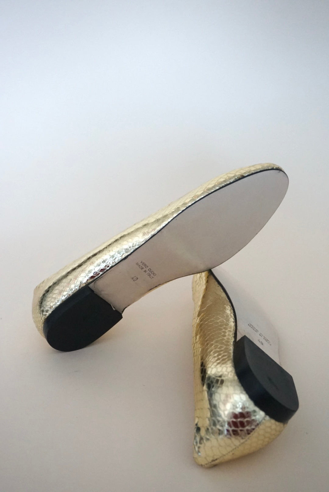 “Andrea Carrano” Gold Snake Ballet Flats NWOT- Size 40