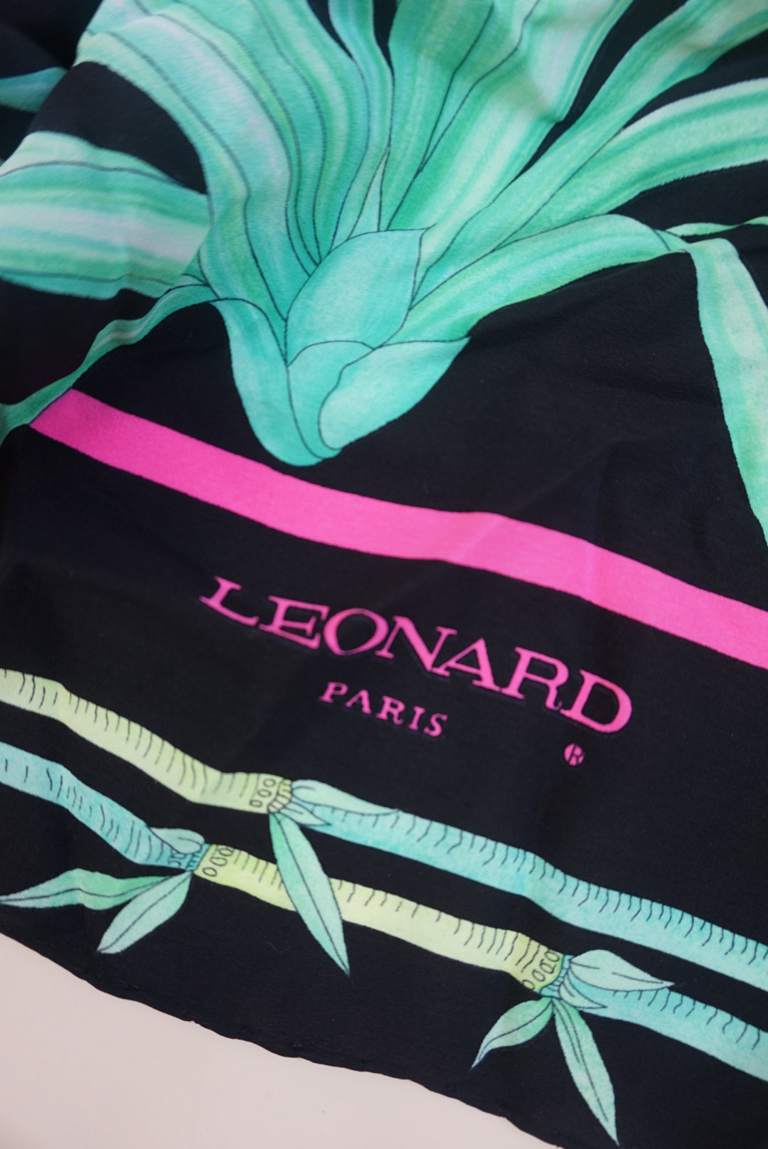 “Leonard Paris” Twill Silk Floral Bamboo Scarf