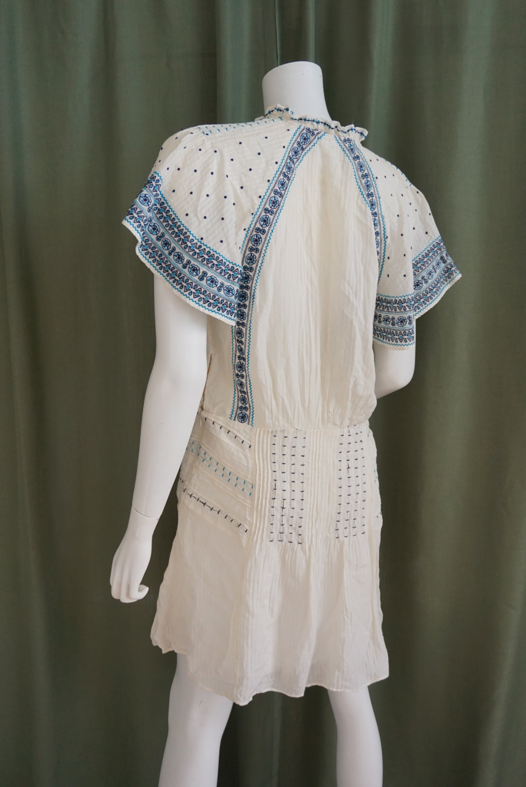 Veronica Beard Embroidered Blue Gauze Sheer Shirt Dress - Size 10