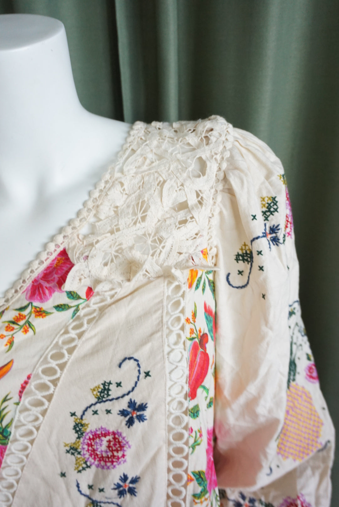 Farm Rio Anthropologie Toucans Garden One Shoulder Embroidered Dress - Size XS