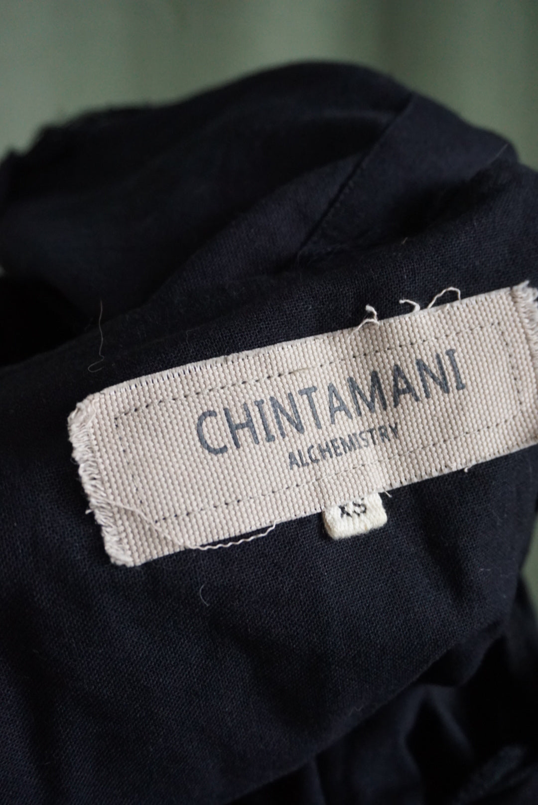 Chintamani Alchemistry Black Boho Linen Fringe Wrap Dress - Size XS