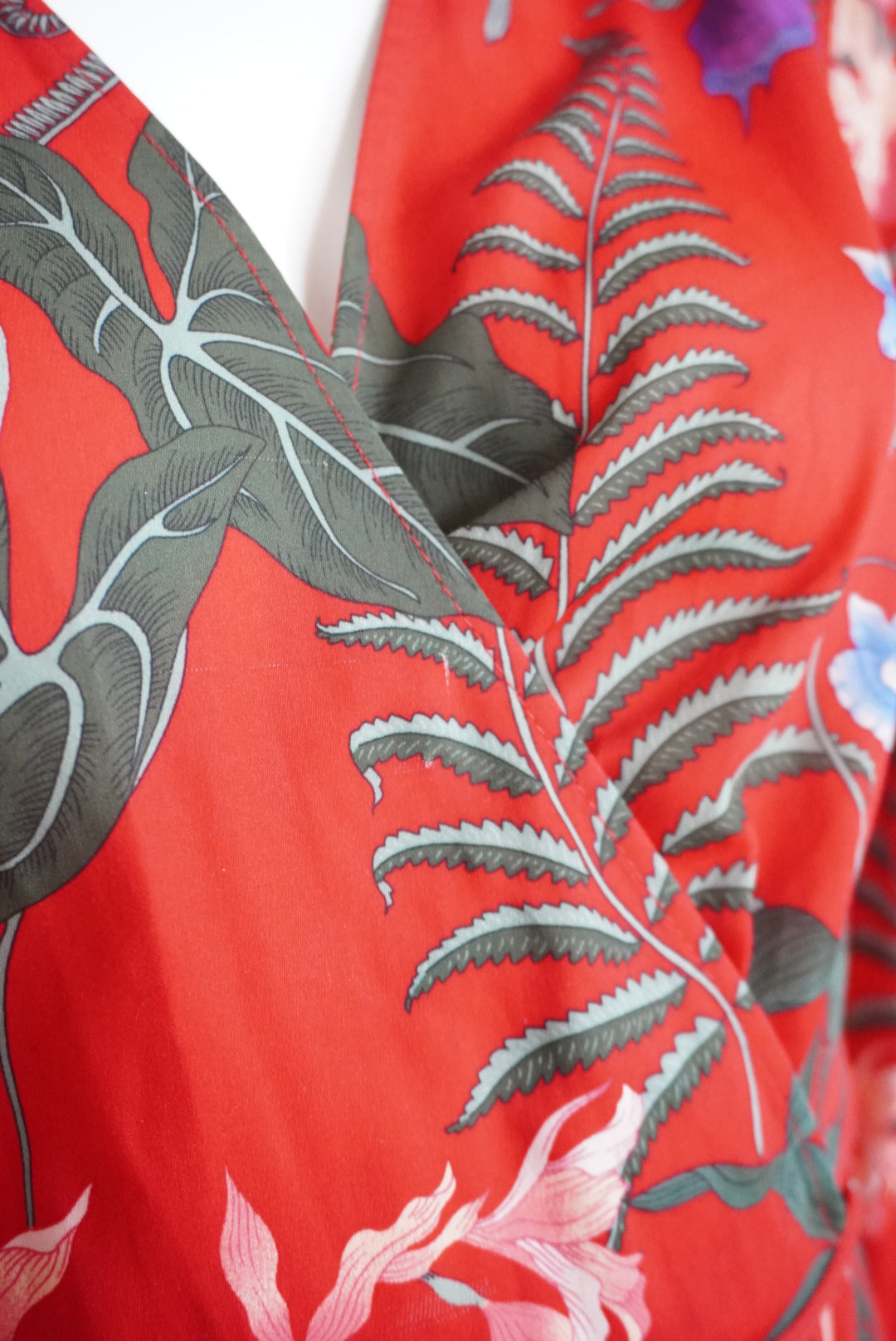 H&M Wrap Red Botanical Floral Midi Dress - Size 10