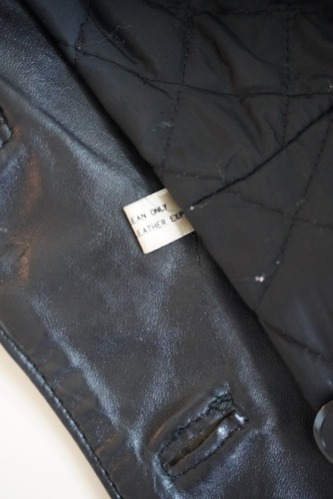 Vintage Belted Blazer Leather Rabbit Fur Collar Black Jacket Made in Korea
