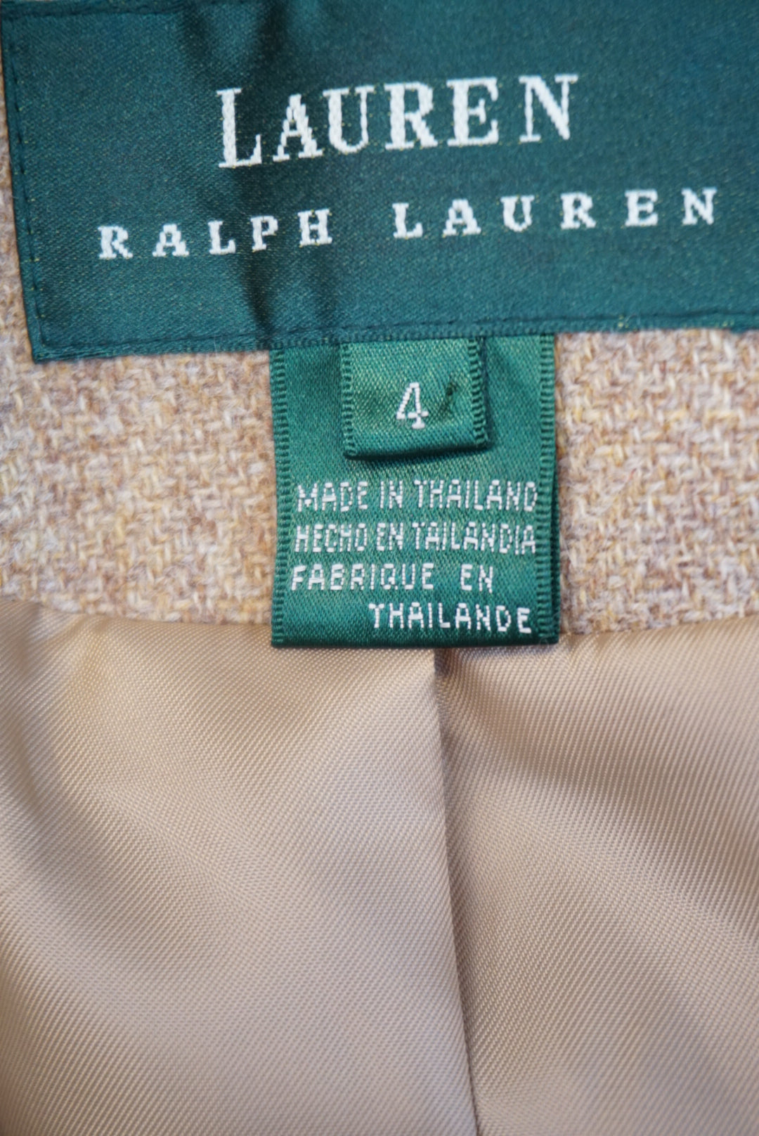 "Lauren Ralph Lauren" VTG Wool Tweed Equestrian Horse 3 Buttons Blazer - Size 4