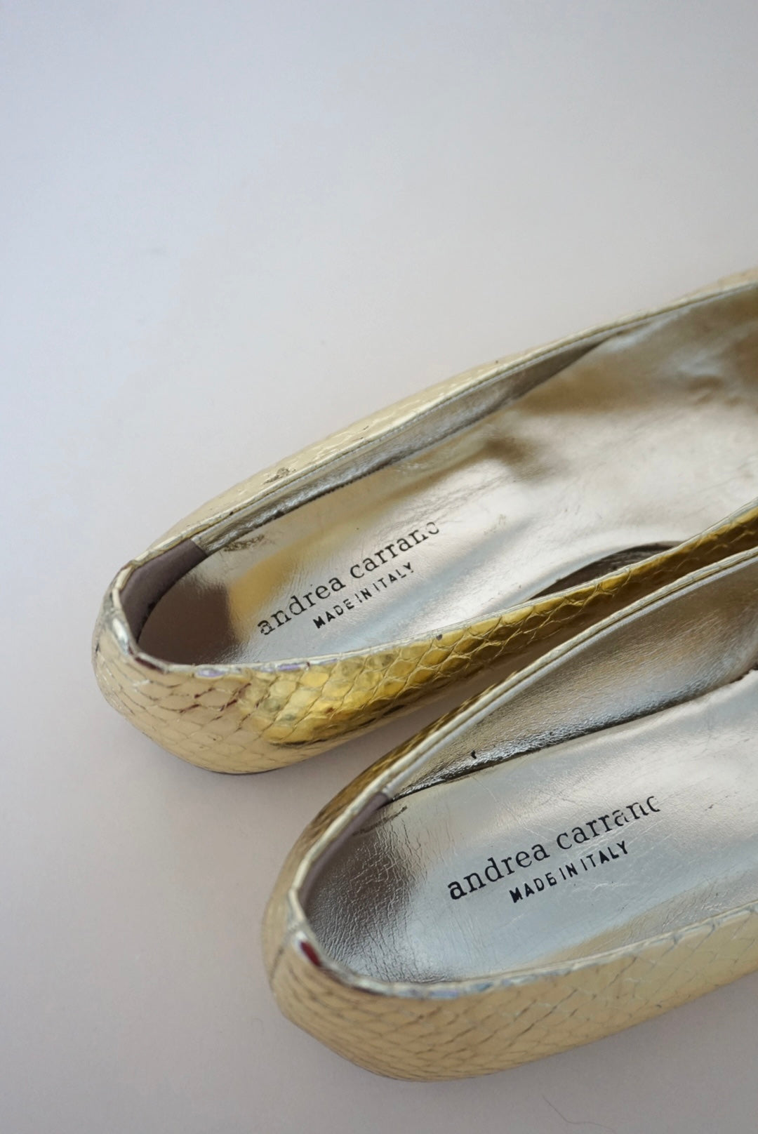 “Andrea Carrano” Gold Snake Ballet Flats NWOT- Size 40