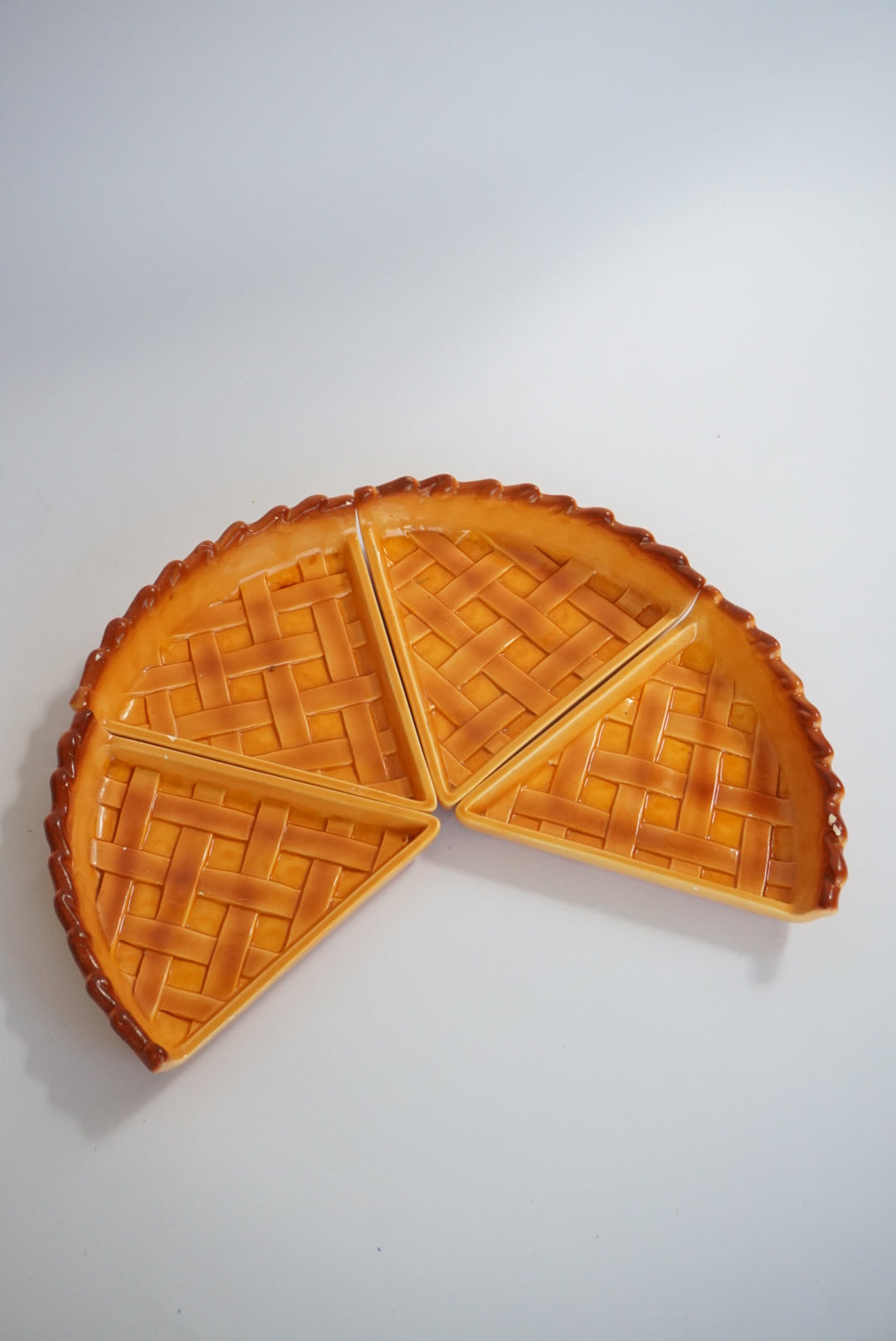 Vintage Knobler Japan Stamped Set of 4  Pie Slice Ceramic Plates