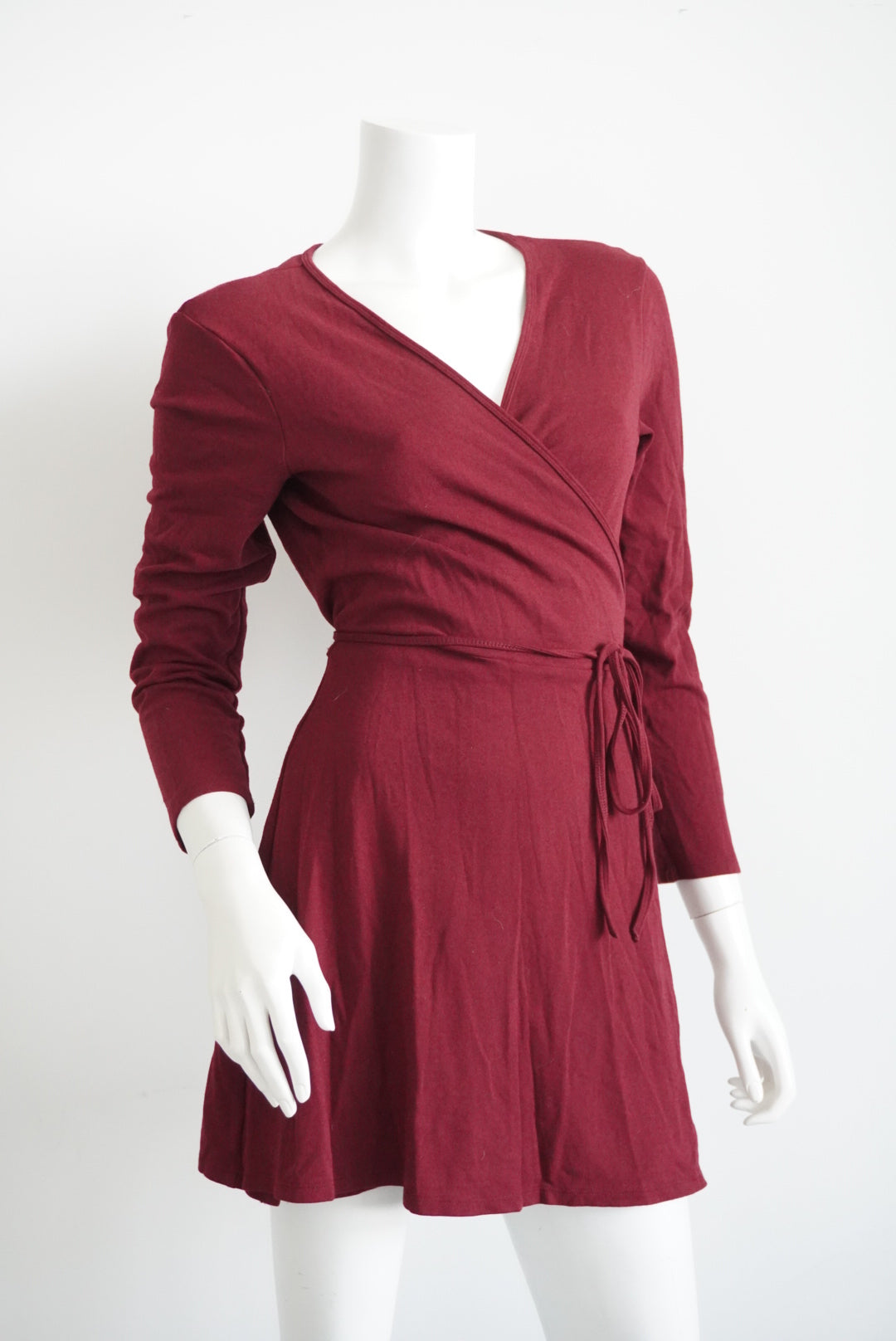 American Apparel Burgundy Wrap Mini Dress - Size Large