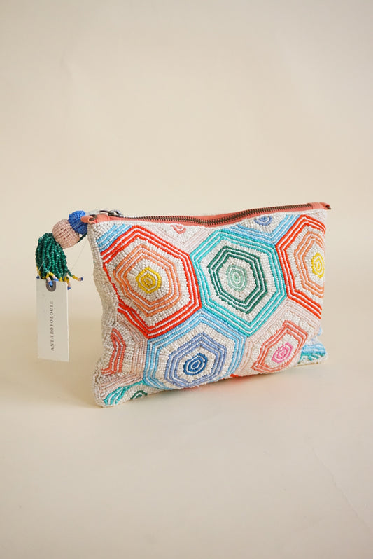 Anthropologie Kaleidoscope Beaded Clutch w/ Tassle NWT