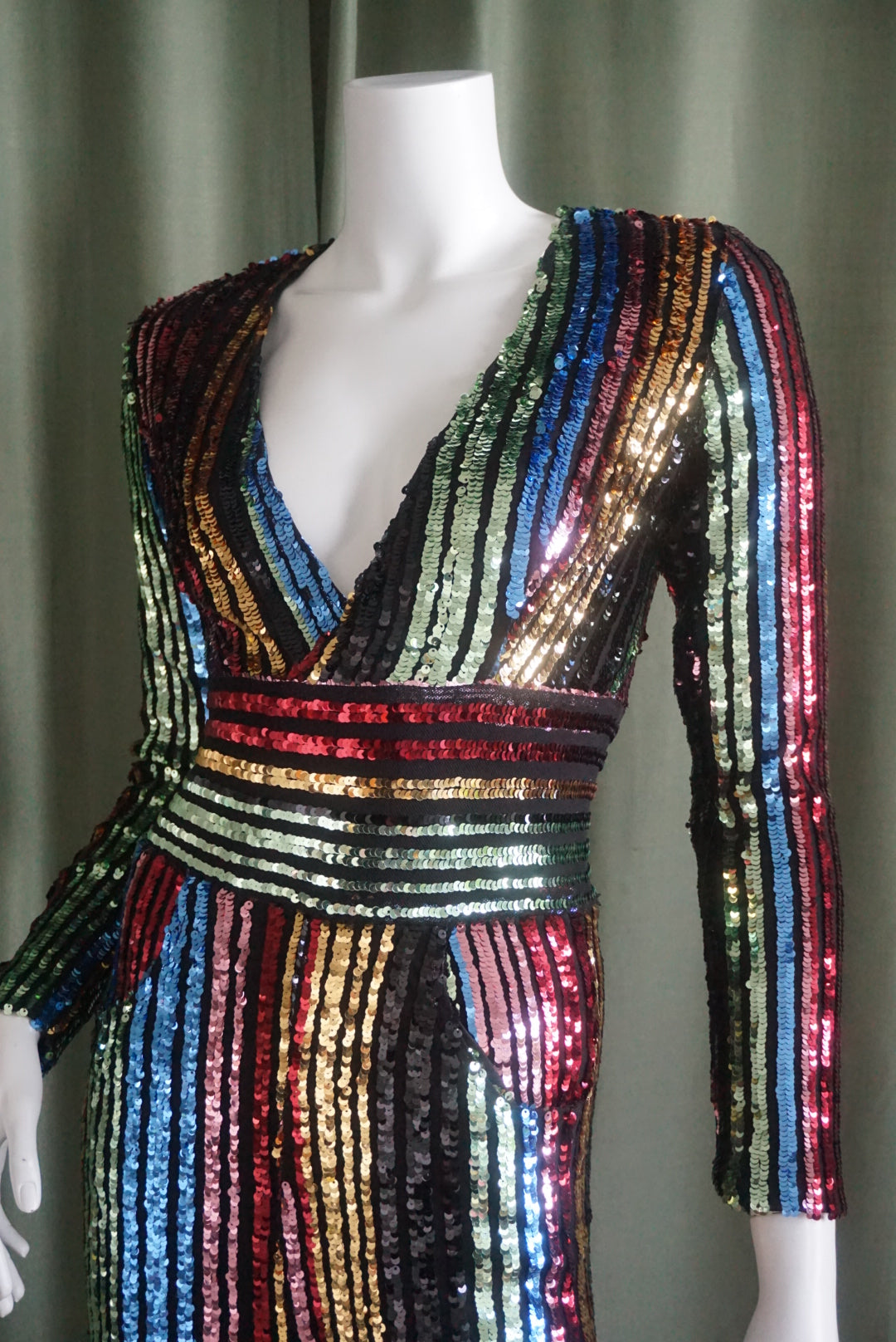 Athina Multicolored Sequin Plunge Jumpsuit - Size Small