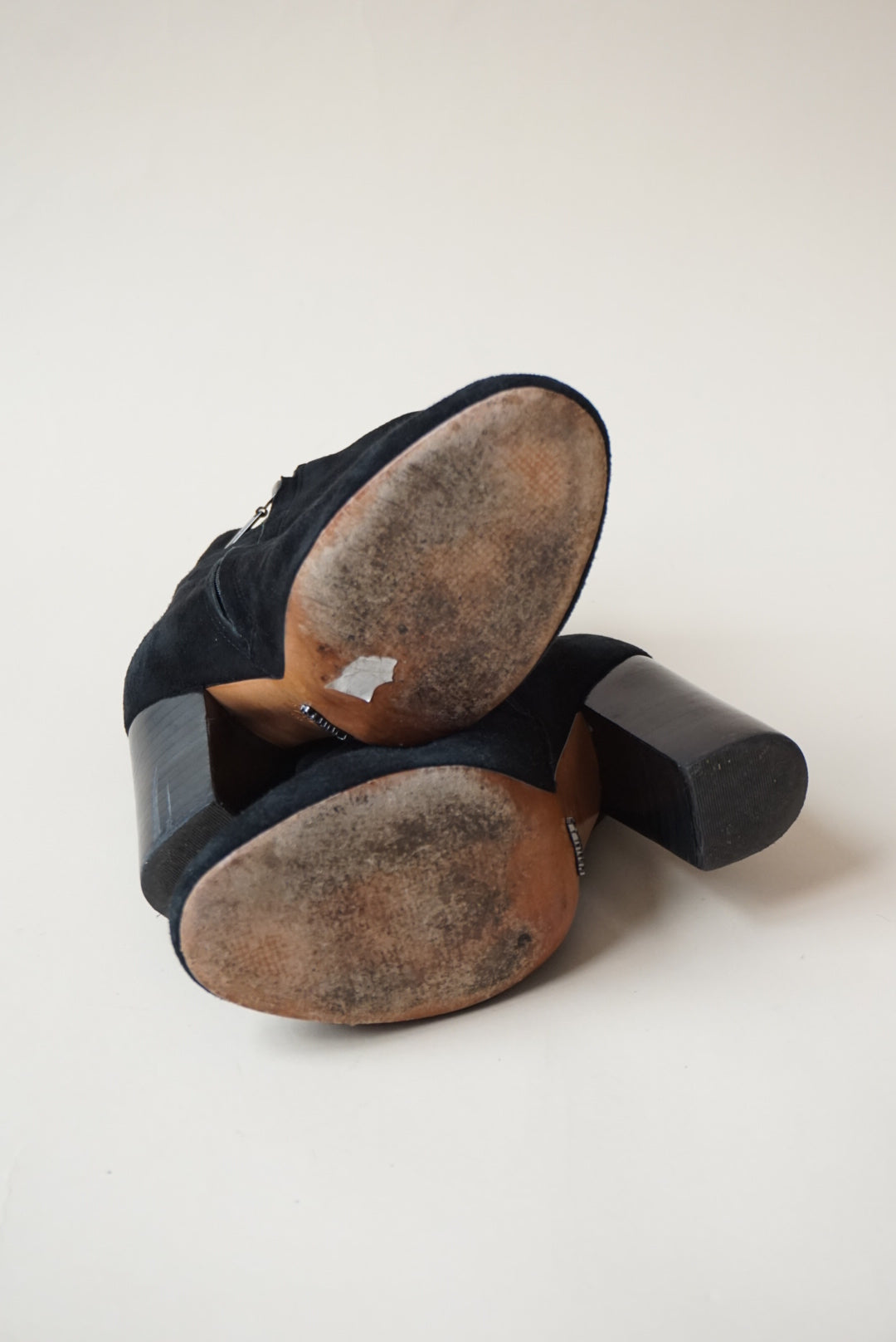 Schutz Ravan Black Block Heel Suede Booties - Size 7.5