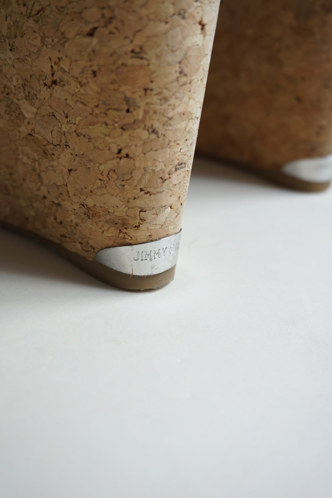 “Jimmy Choo” Blue Suede Cross Strap Cork Wedges - Size 38.5