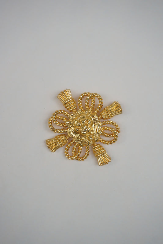 Vintage Gold Lion Head Brooch