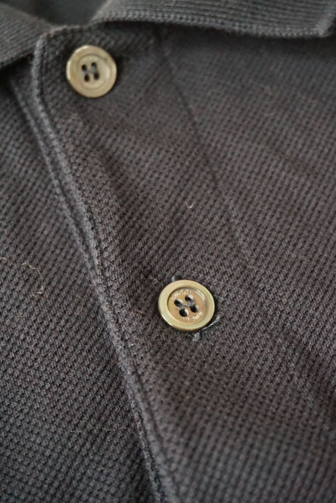 Gucci Men's Navy Embroidered Collar Detail Polo - Size XXL