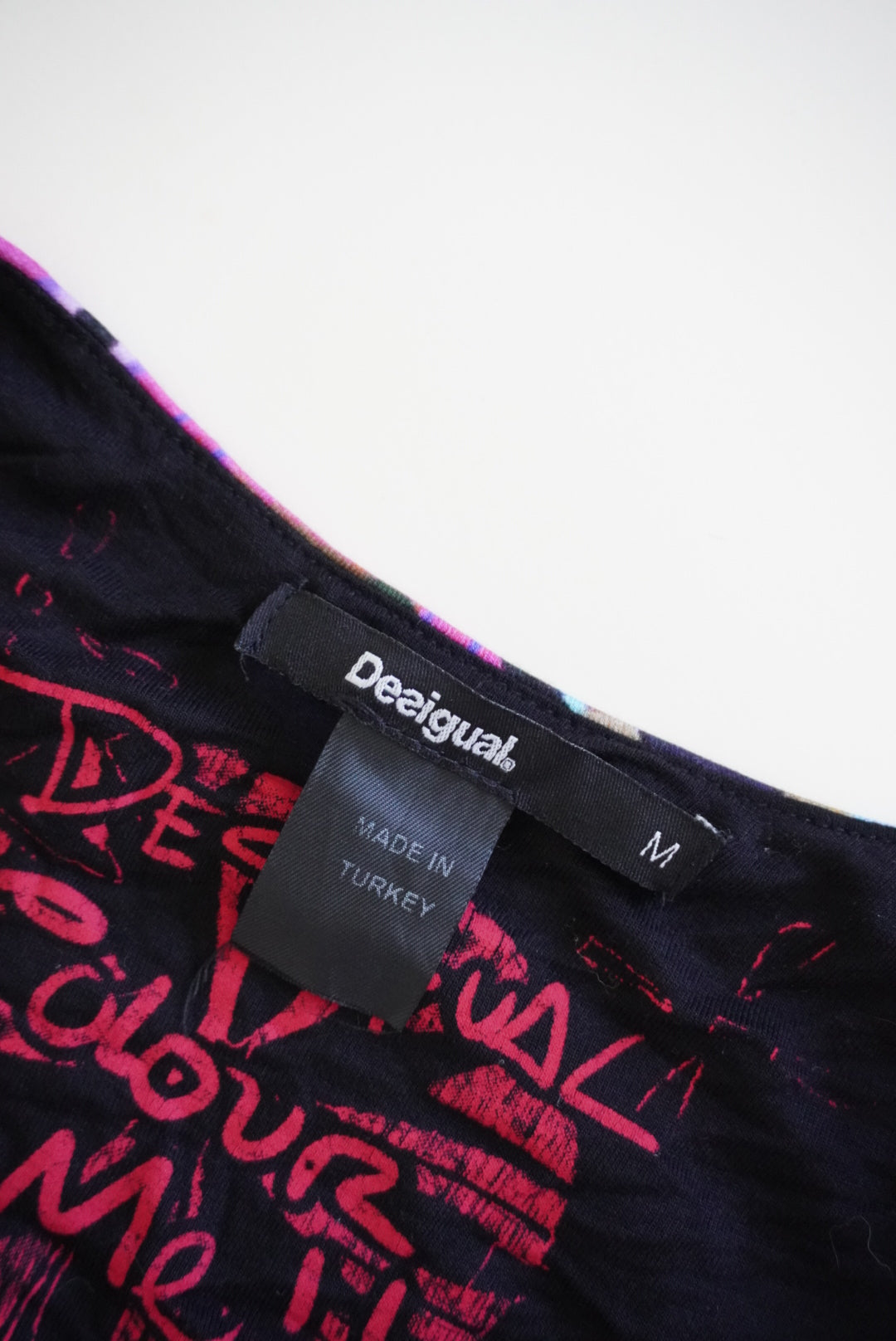 Desigual Color Me Jill Faux Wrap Printed Patchwork Knit Belted Dress - Size Medium