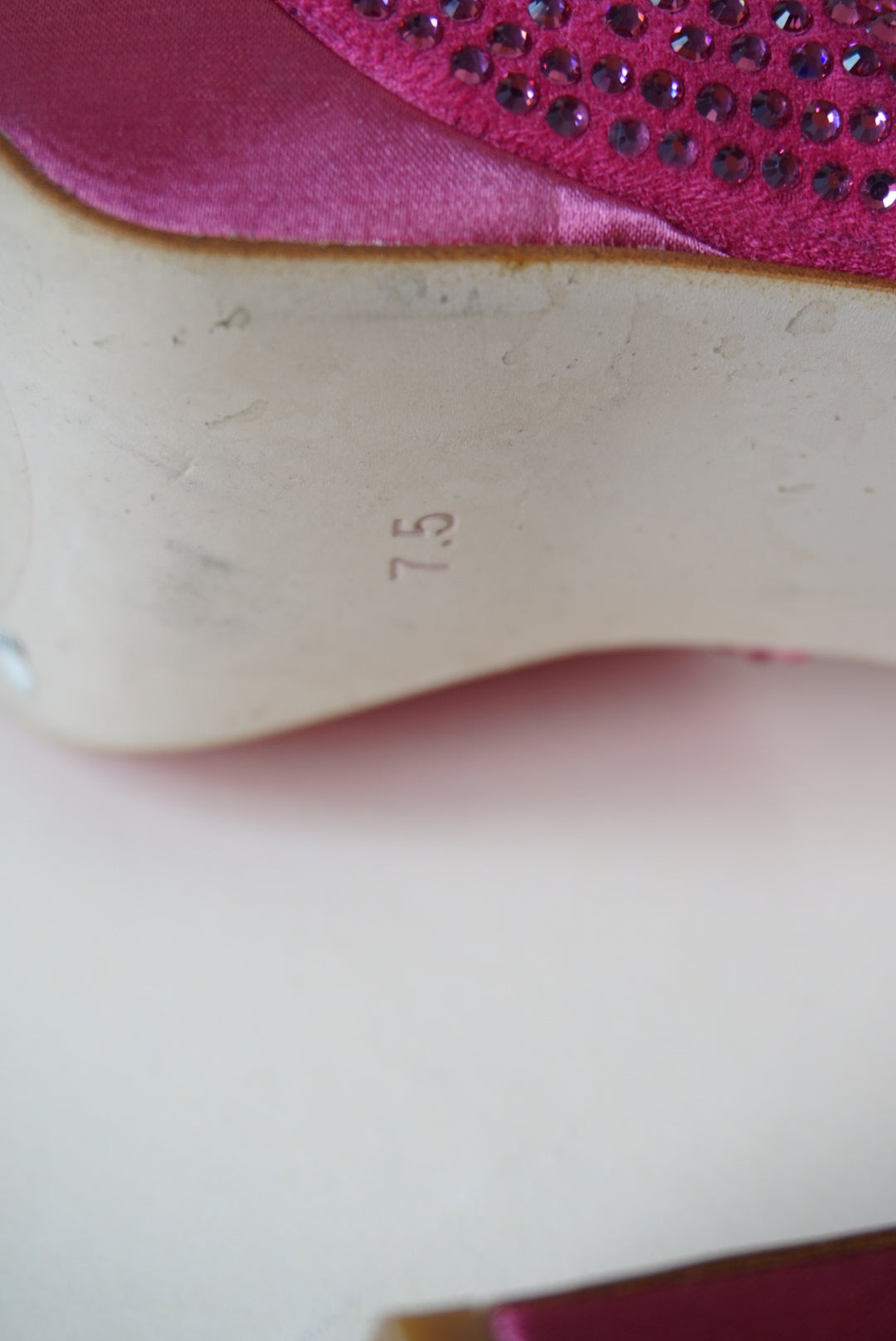 "Jeffrey Campbell" Rhinestone Pink Satin Heeled Mules - Size 7.5