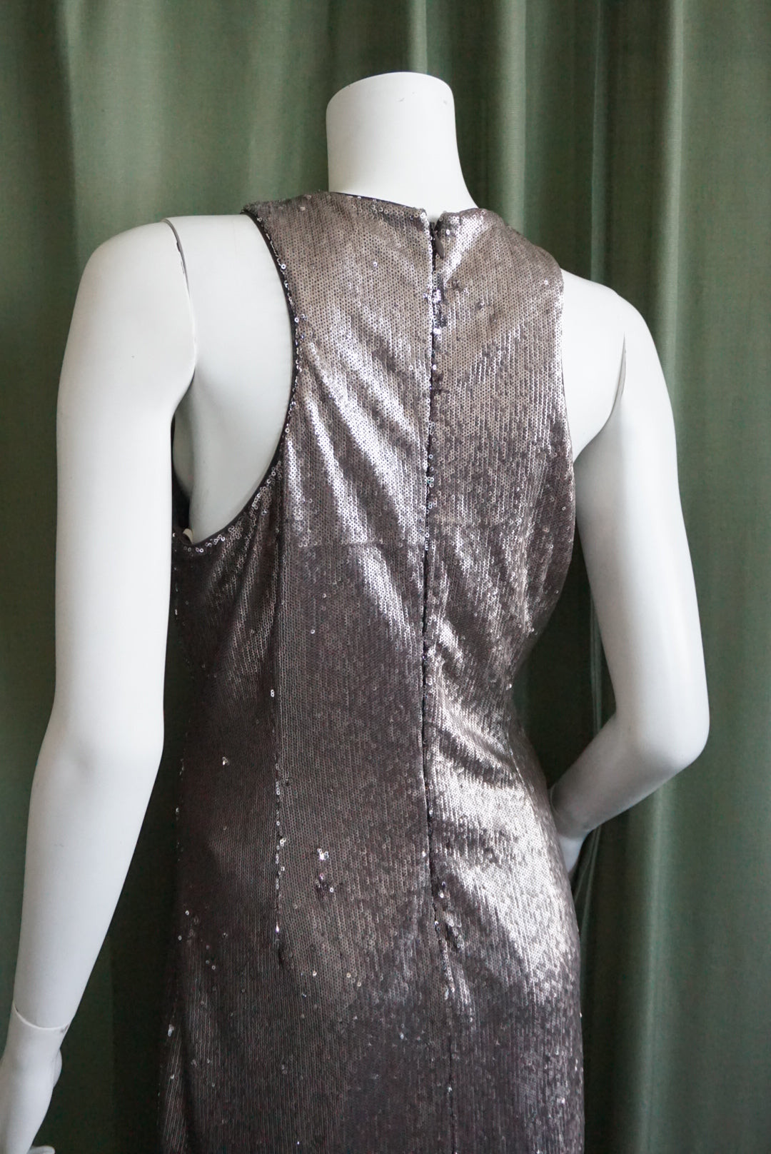Halston Heritage Grey Sequin Silver Sleeveless Mini Dress - Size XL