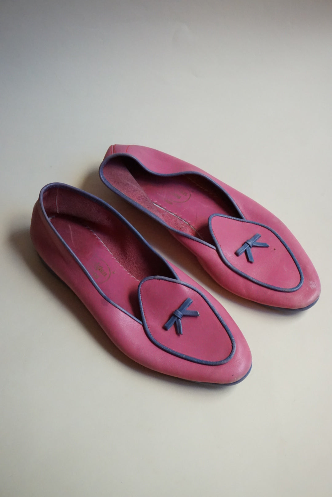 "Belgian Shoes" Pink/Purple Leather Midinette Loafers - Size 8.5