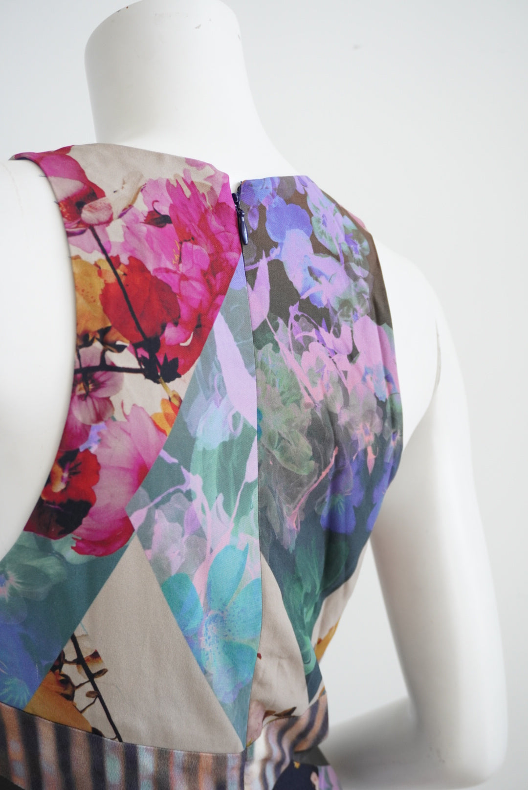 Nicole Miller Atelier Multicolor Patchwork Fairy Silk Blend Dress - Size 4