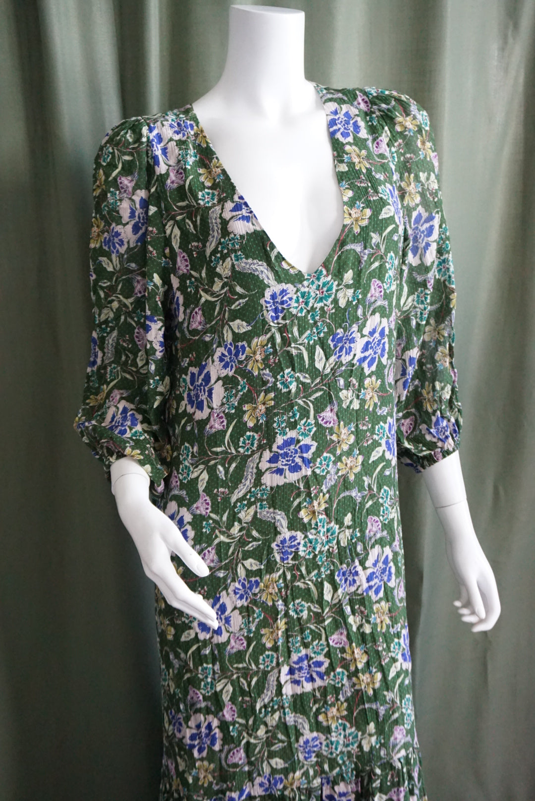 Mixed By Nasrin Green Floral Dress Cottage core Maxi Dress - Size 36