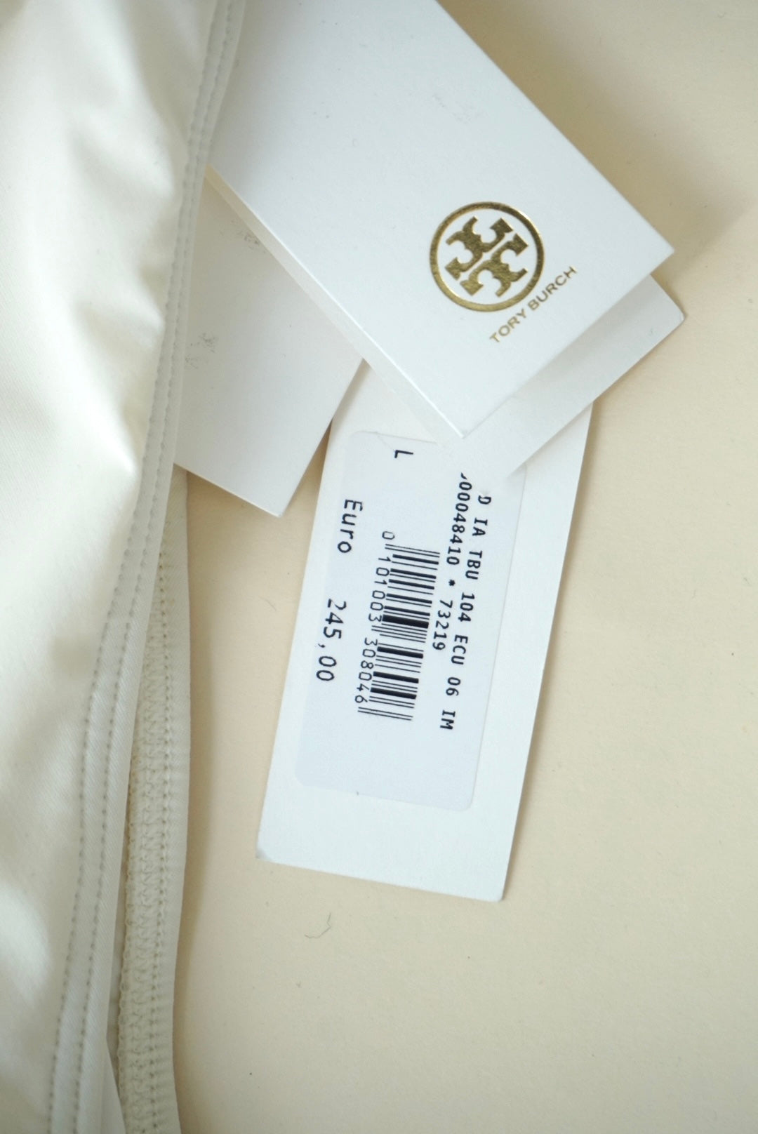 “Tory Burch” One Piece “Miller” Plunge White Logo Belted Swimsuit NWT - Size Large