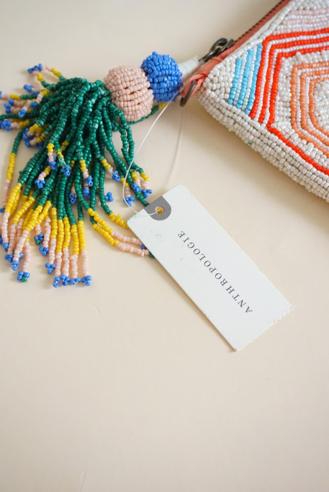 Anthropologie Kaleidoscope Beaded Clutch w/ Tassle NWT