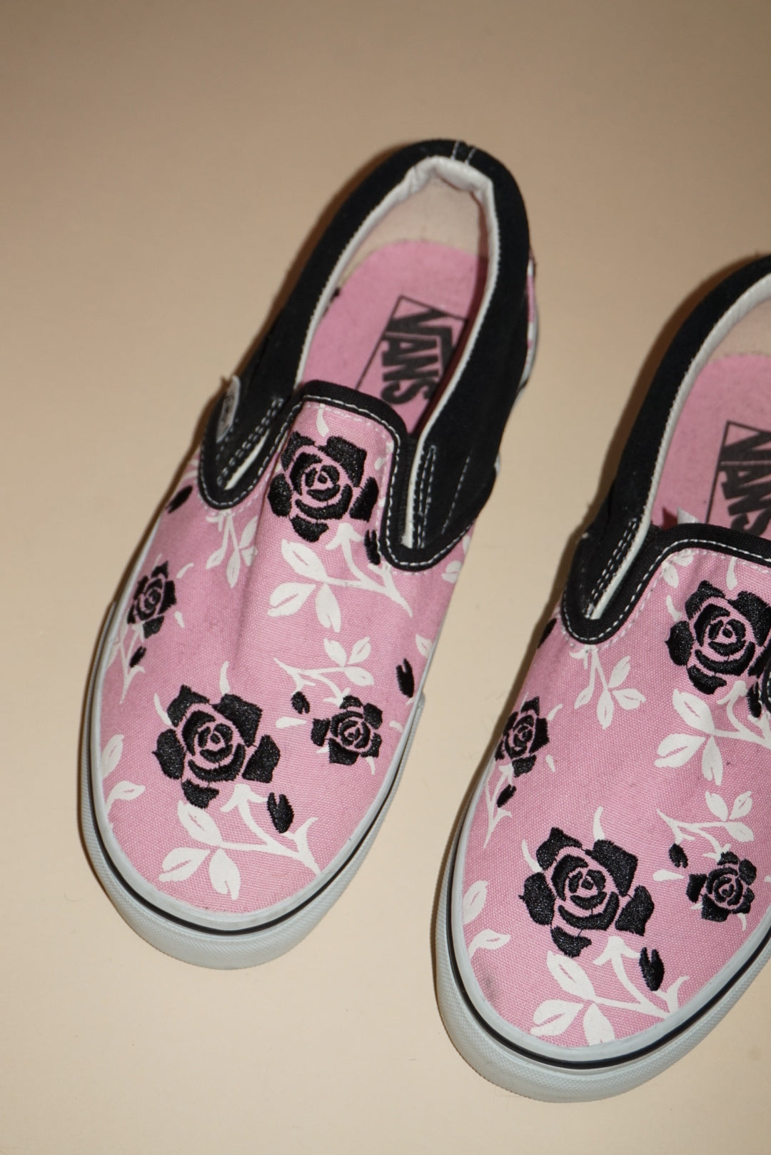 “Van’s” Embroidered Floral Slip On Sneakers - Size US 5