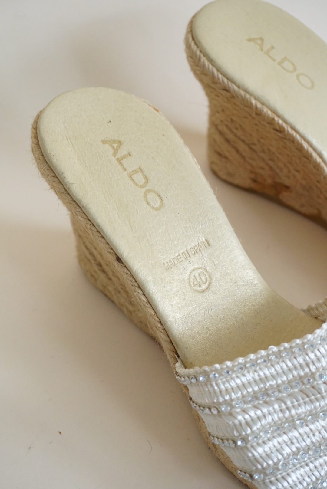 VTG Aldo Beaded Mesh Y2K Braided Wedge Sandals Made in Brazil - Size 40 / 9.5