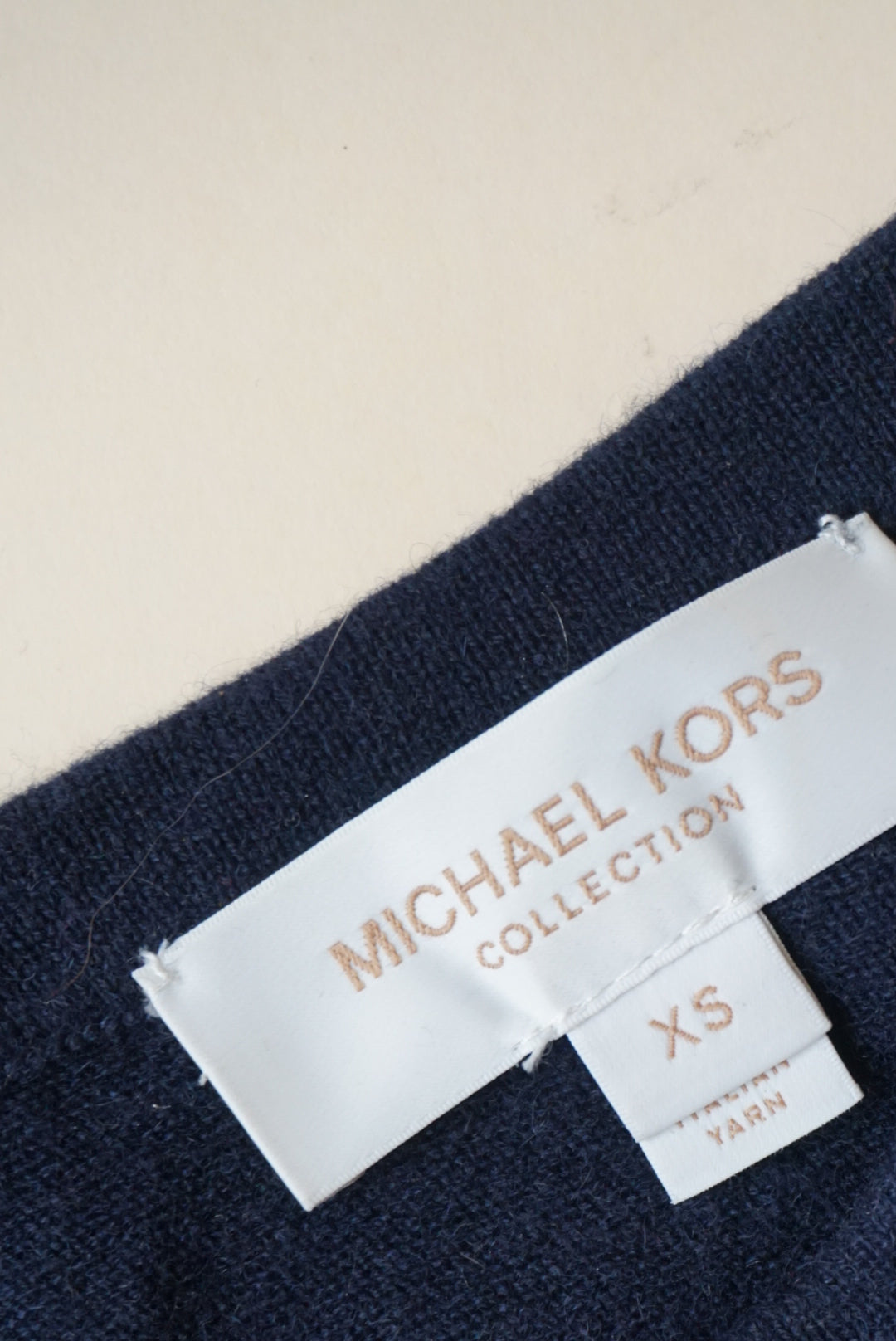 Michael Kors Collection Navy Blue Off The Shoulder Cashmere Blouse - Size XS