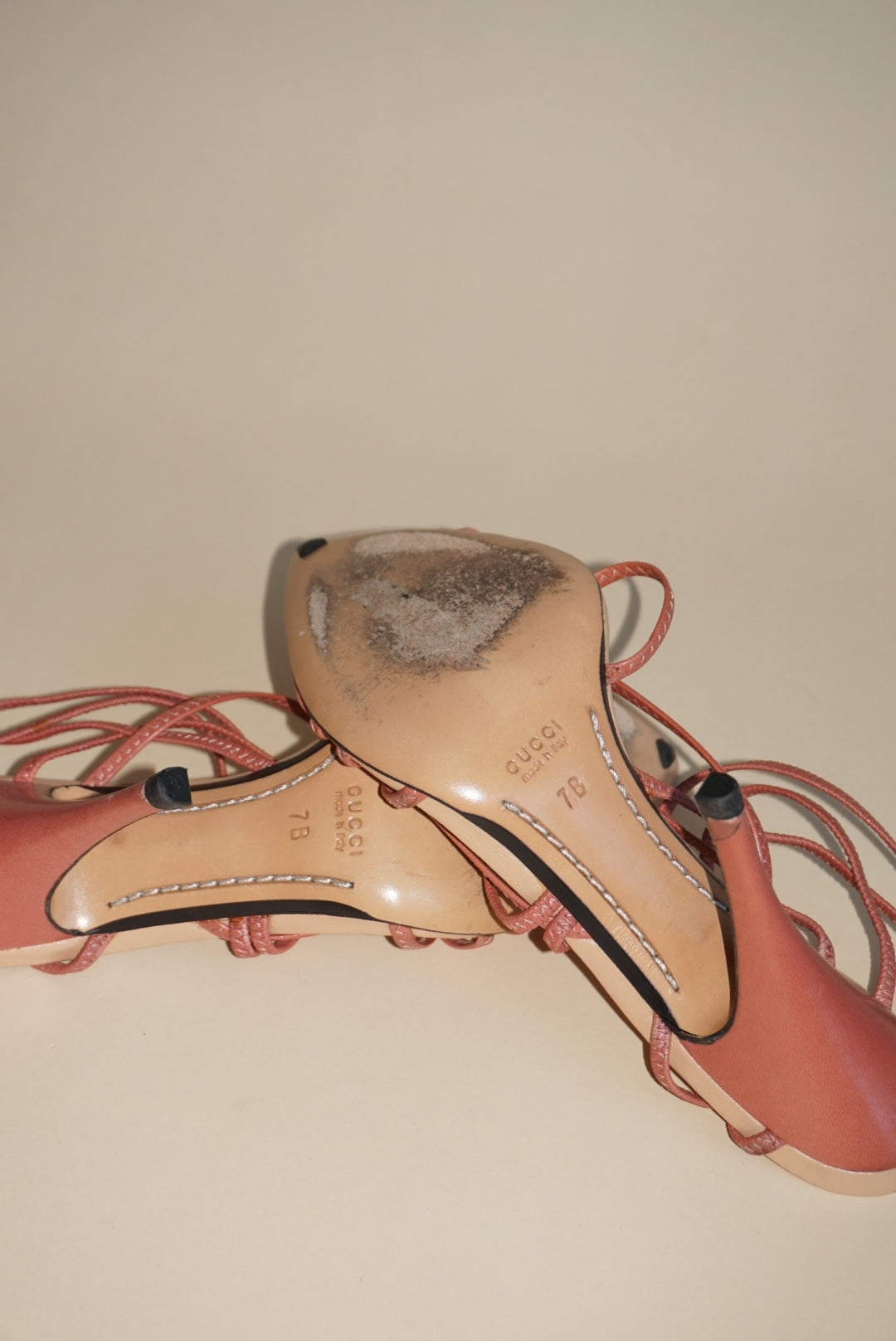 “Gucci” Pink Pointed Toe Strappy Sandal Heels - Size 7/7B