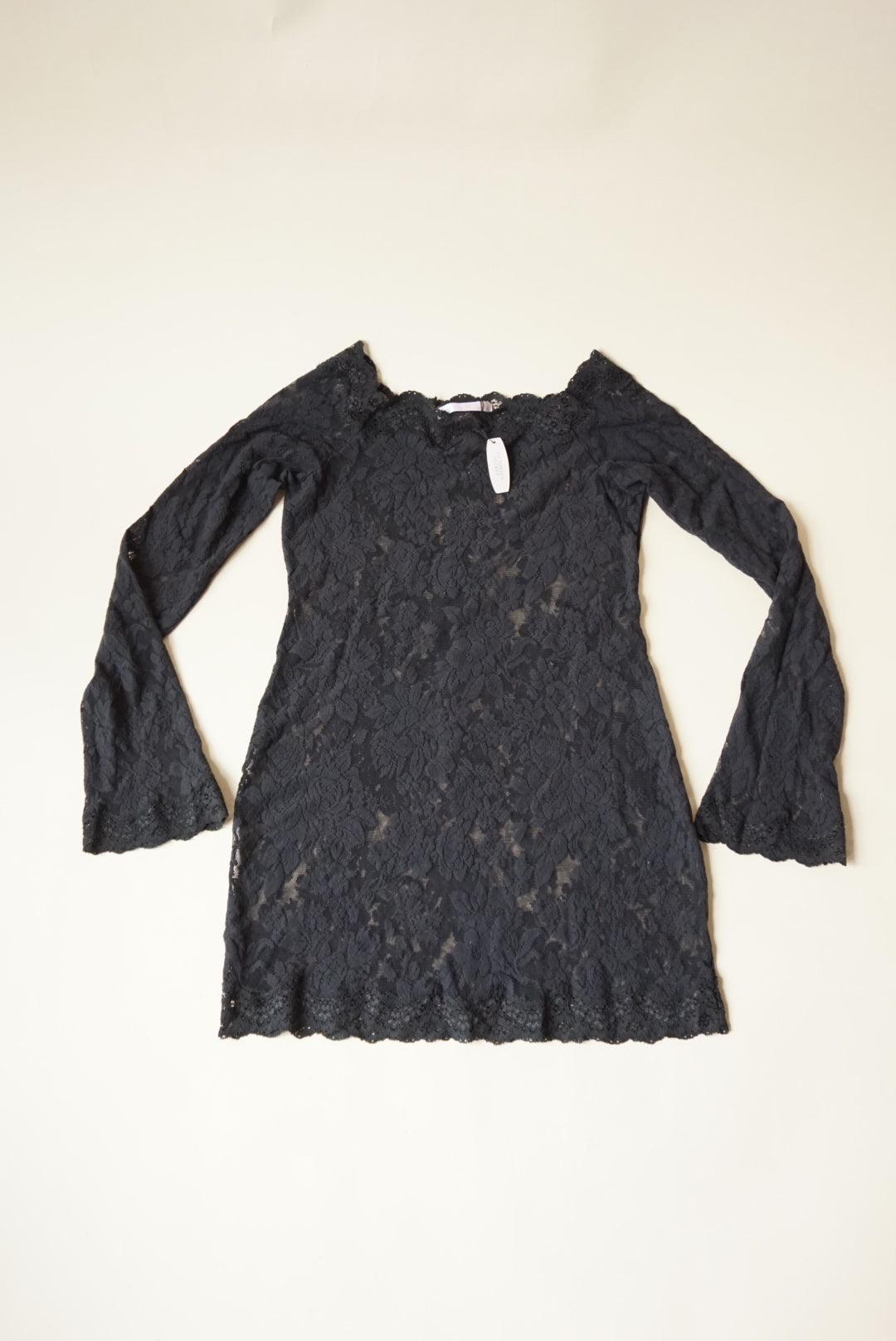 Victoria's Secret Lace Off The Shoulder Black NWT Lingerie Dress - Size Large