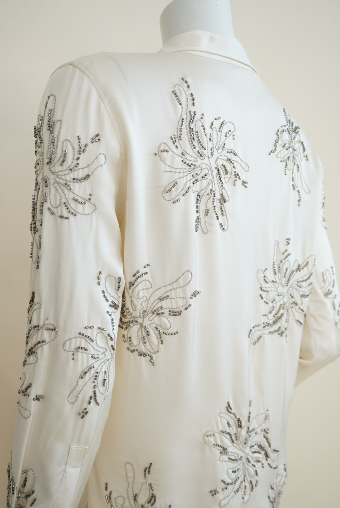Zara Ivory Beaded Button Down Blouse - Size Small