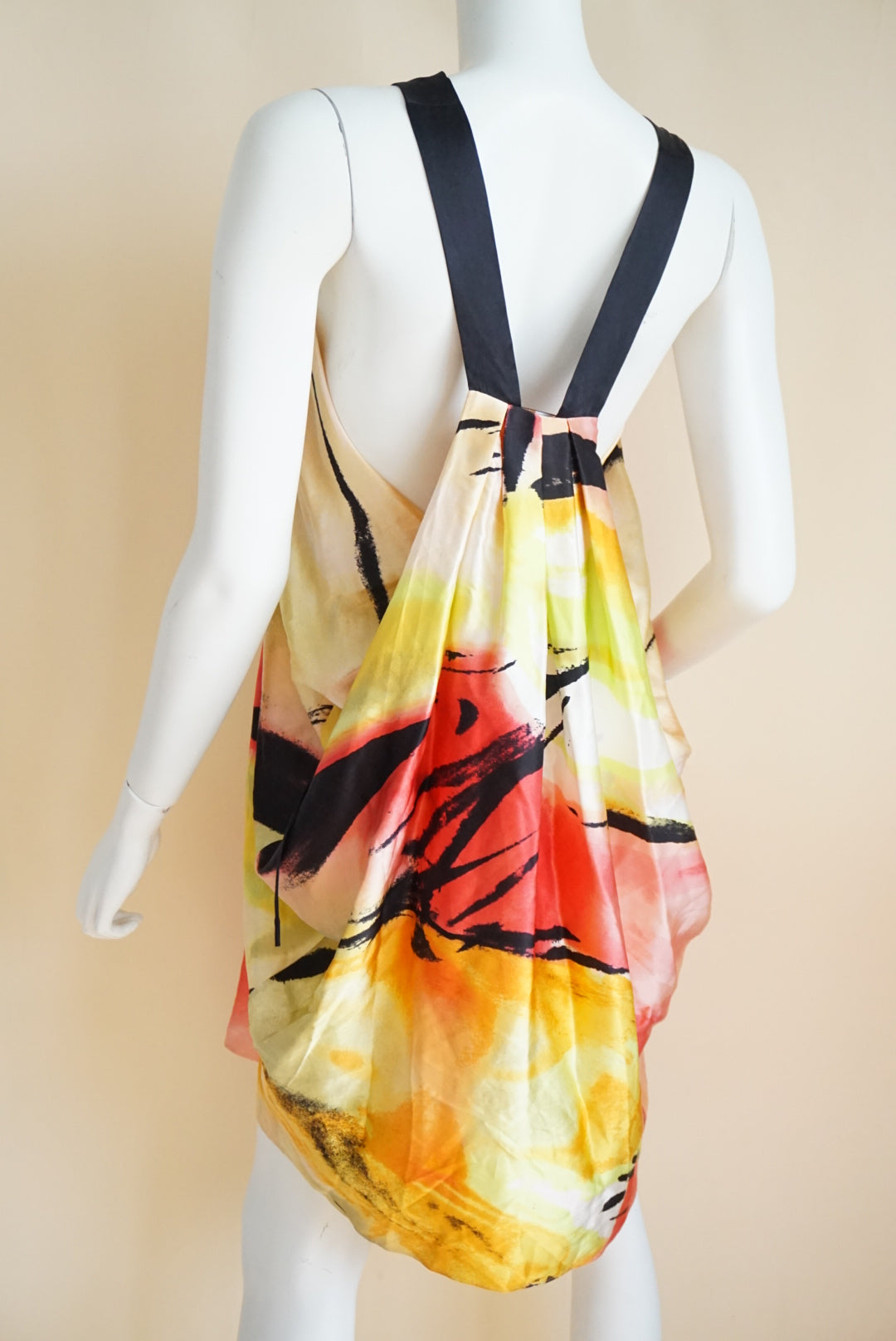 BCBGMAXAZRIA Silk Abstract Sunrise Floral Charmeuse  Mini Dress - Size Medium