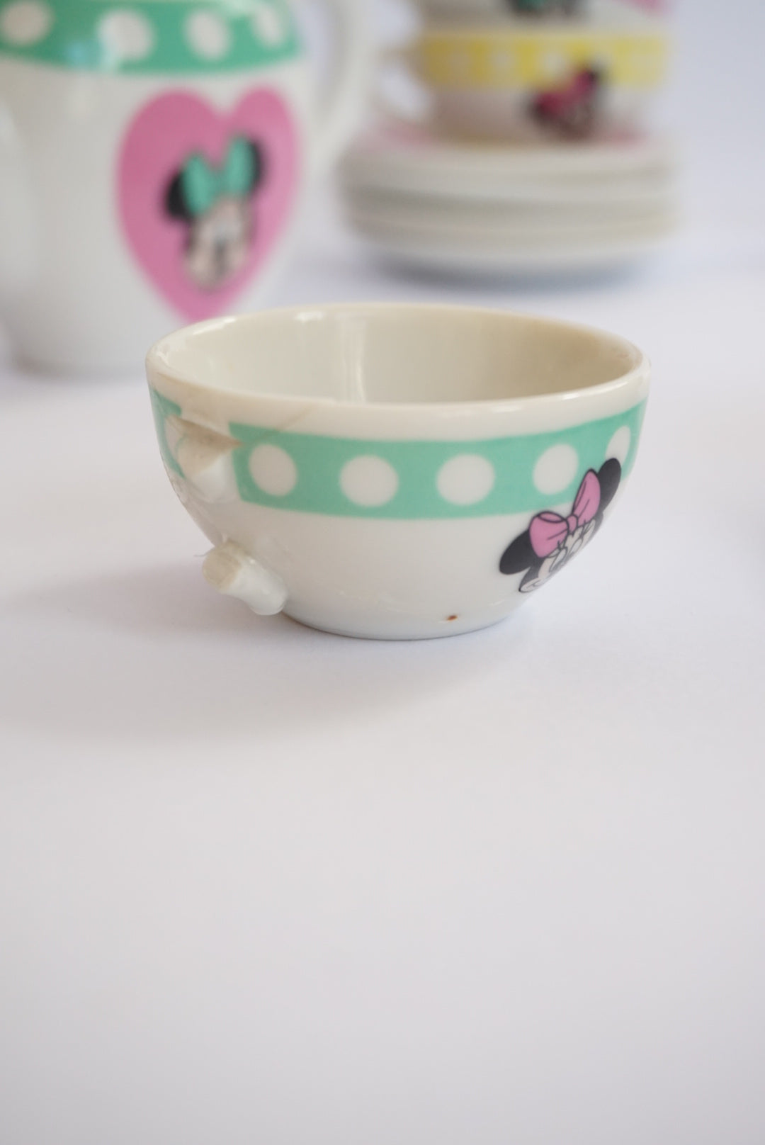 Vintage Disney "Minnie N Me" Child's Mini China Tea Ceramic Set Made in Japan 14pcs
