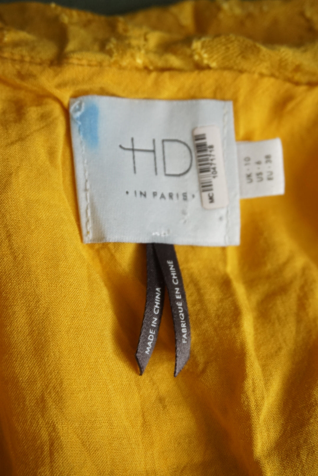 HD in Paris Yellow Ruffle Neckline Sleeveless Mini Flounce Dress - Size 6