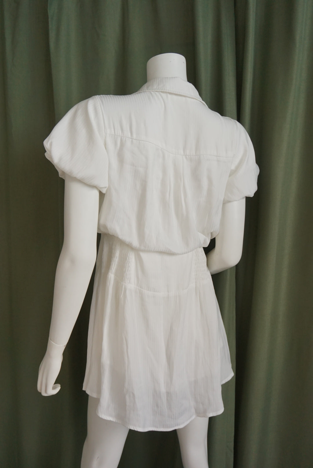 Heyson White Pinstripe Collar Button Shirt Dress - Size Small