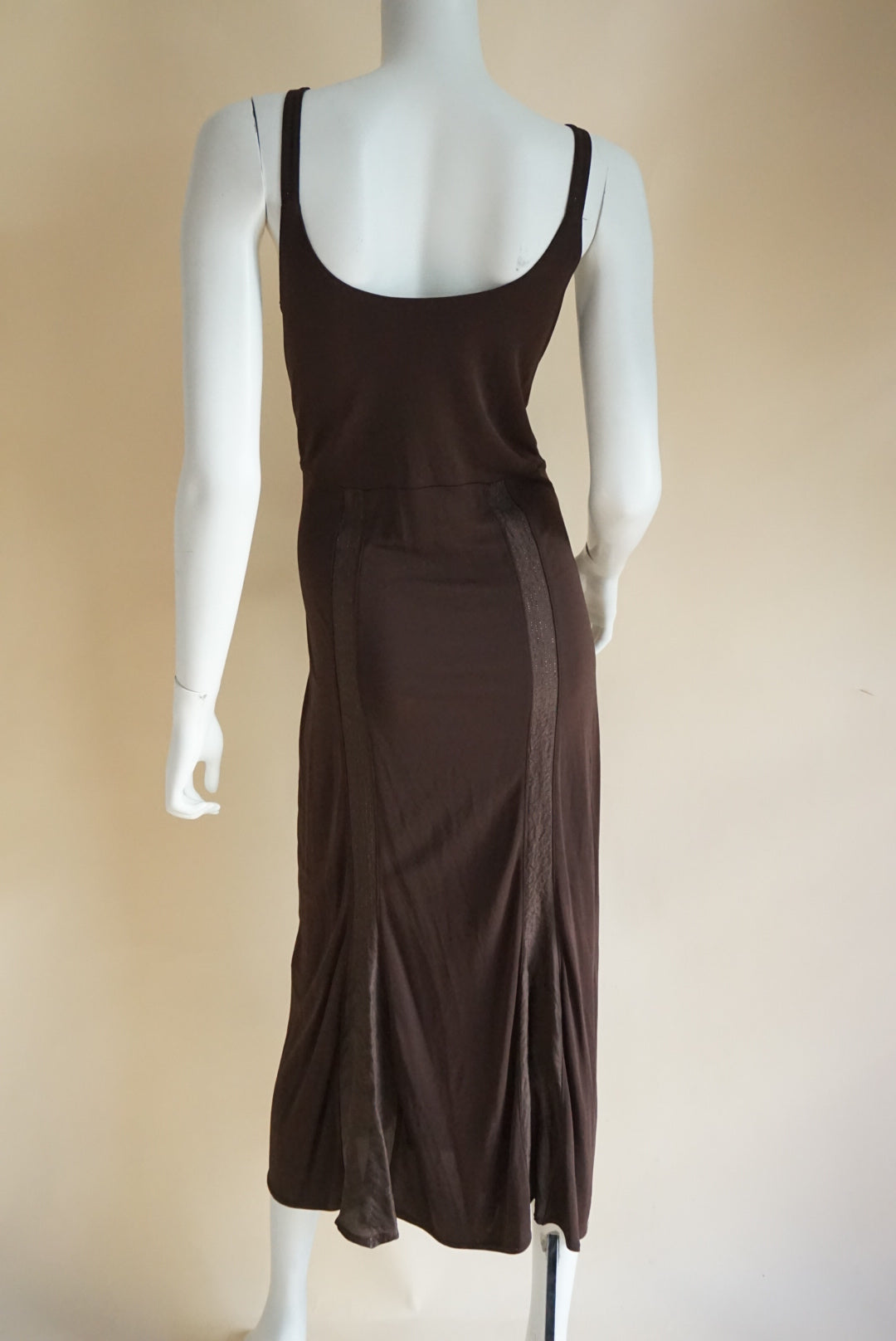 Nine West Vintage Y2K Brown Maxi Tank Accent Panel Dress - Size Large