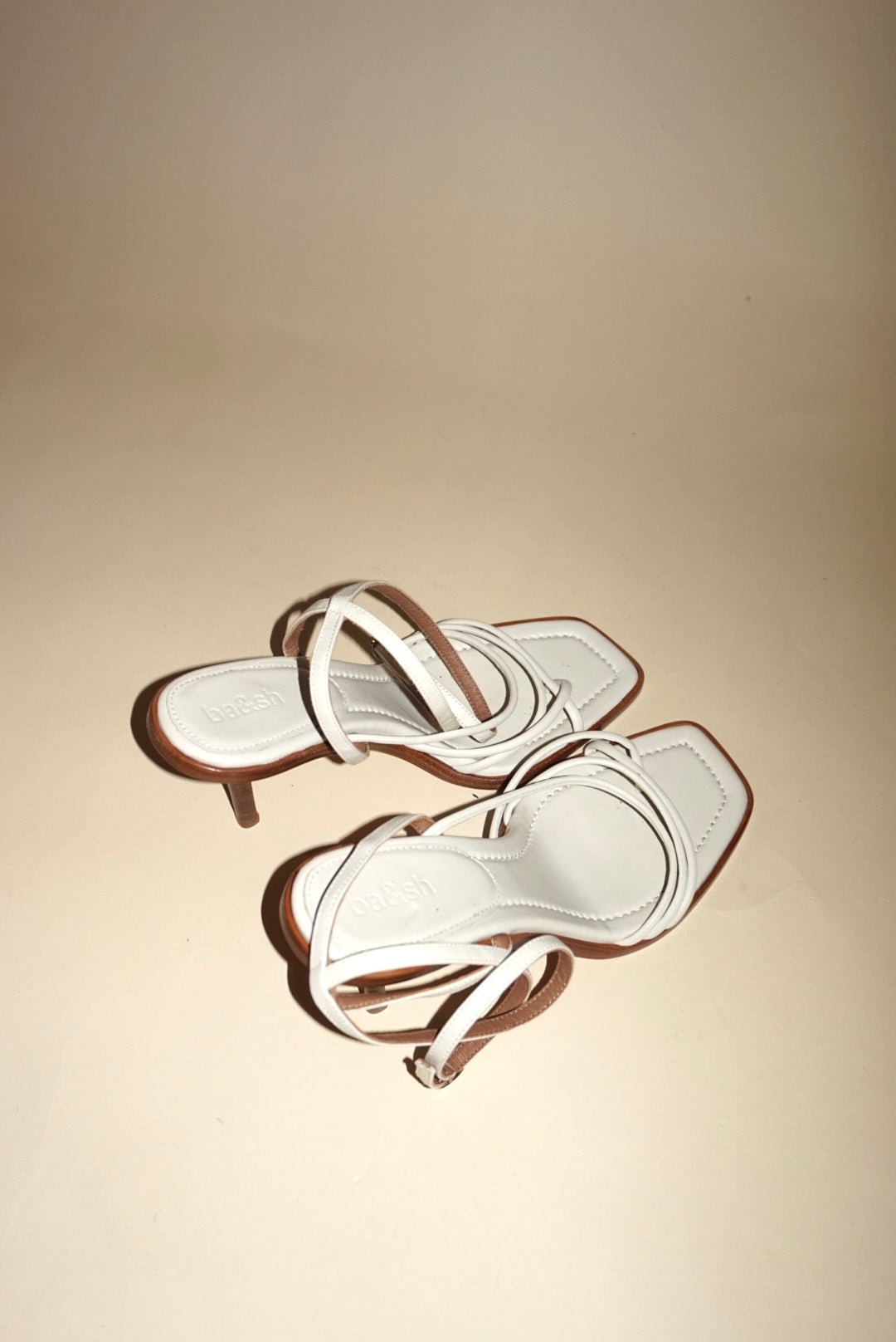 “Ba&sh” White “Cammelie” 100mm Sandal Heel NWOT - Size 39