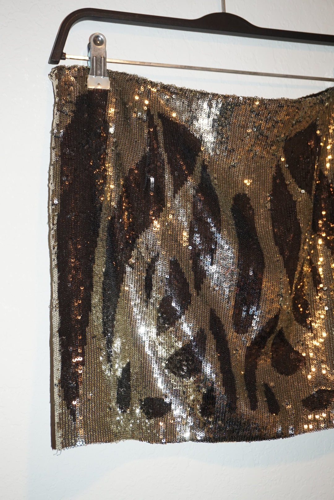 "Haute Hippie" Sequin Animal Print Mini Skirt - Size Small