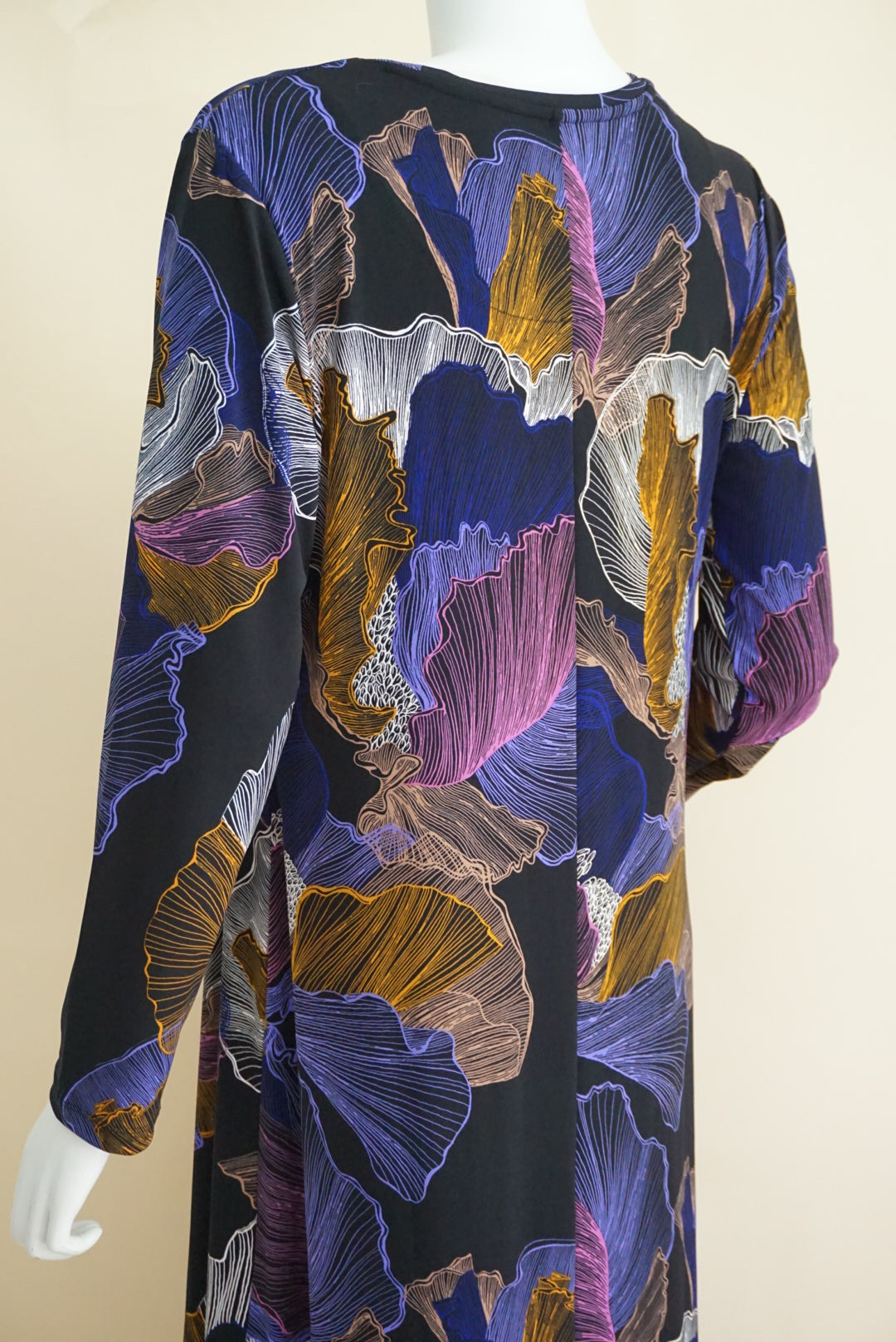 Chicos Navy Abstract Maxi Crew Neck Dress - Size Large (2)
