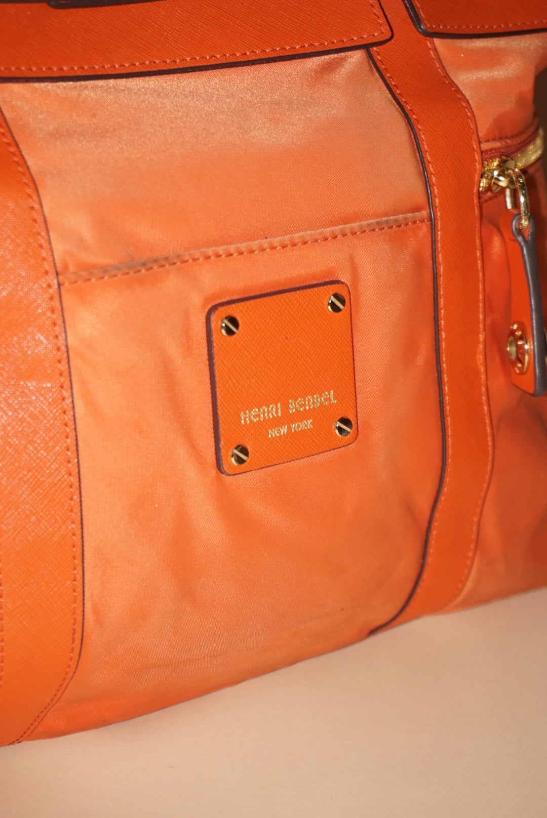Henri Bendel Nylon Jetsetter Convertible Orange Backpack