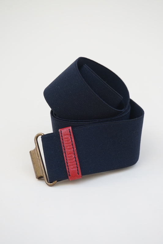 Vintage “Miu Miu” 90-00’s Elastic Men’s Technical Belt With Red Leather Accent