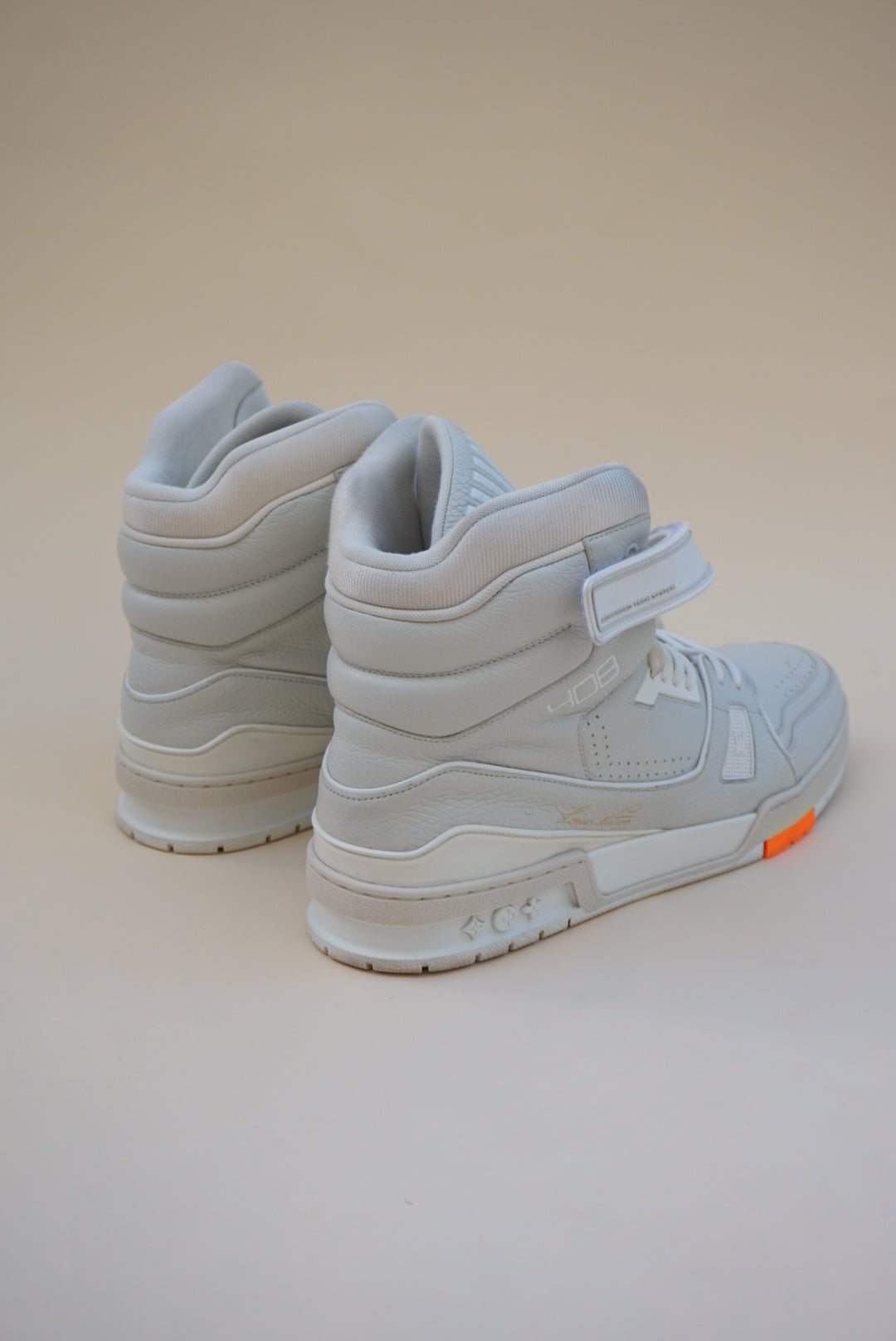 “Louis Vuitton” x Virgil Abloh 408 High Top Trainer Sneakers - Size 10.5