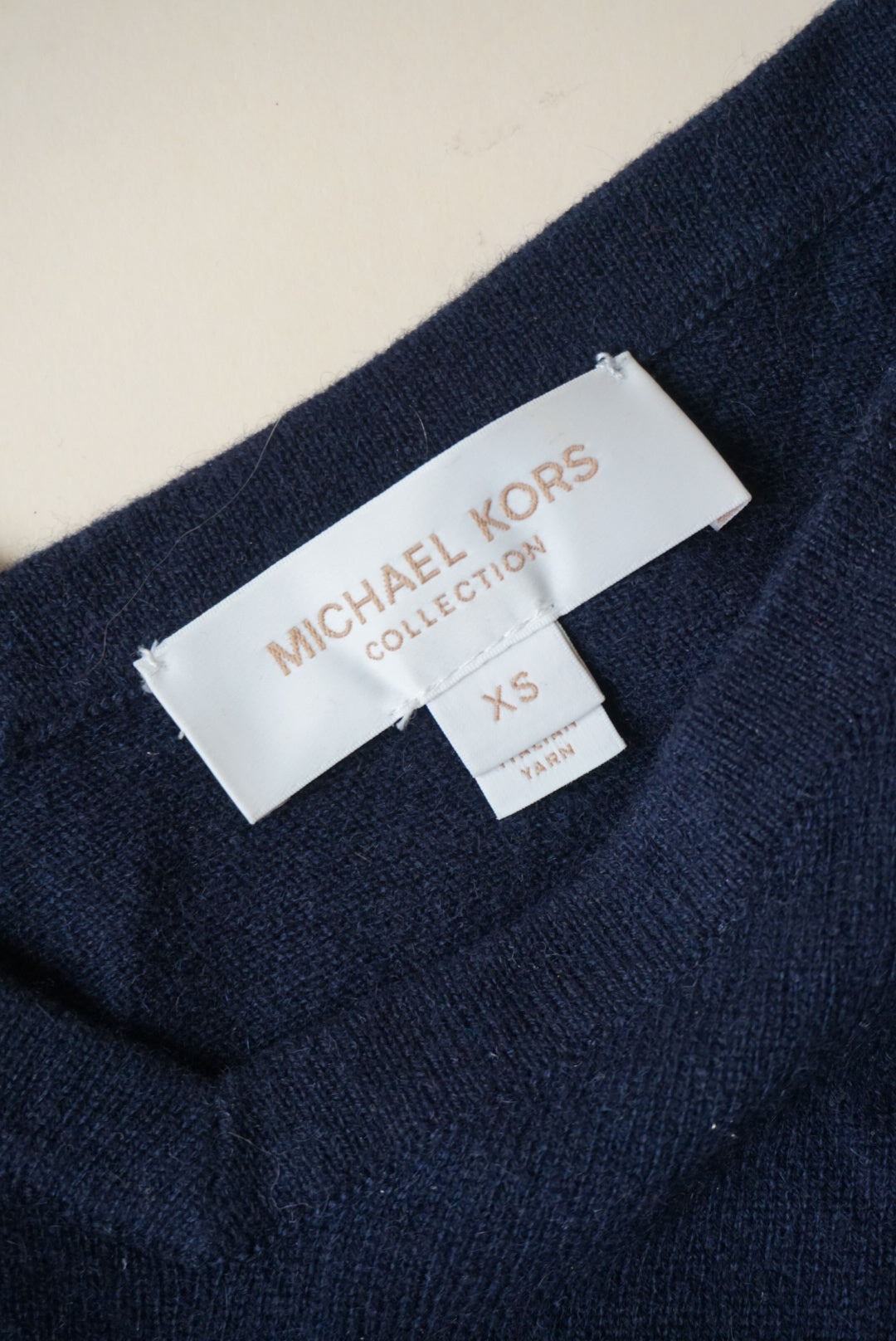 Michael Kors Collection Navy Blue Off The Shoulder Cashmere Blouse - Size XS