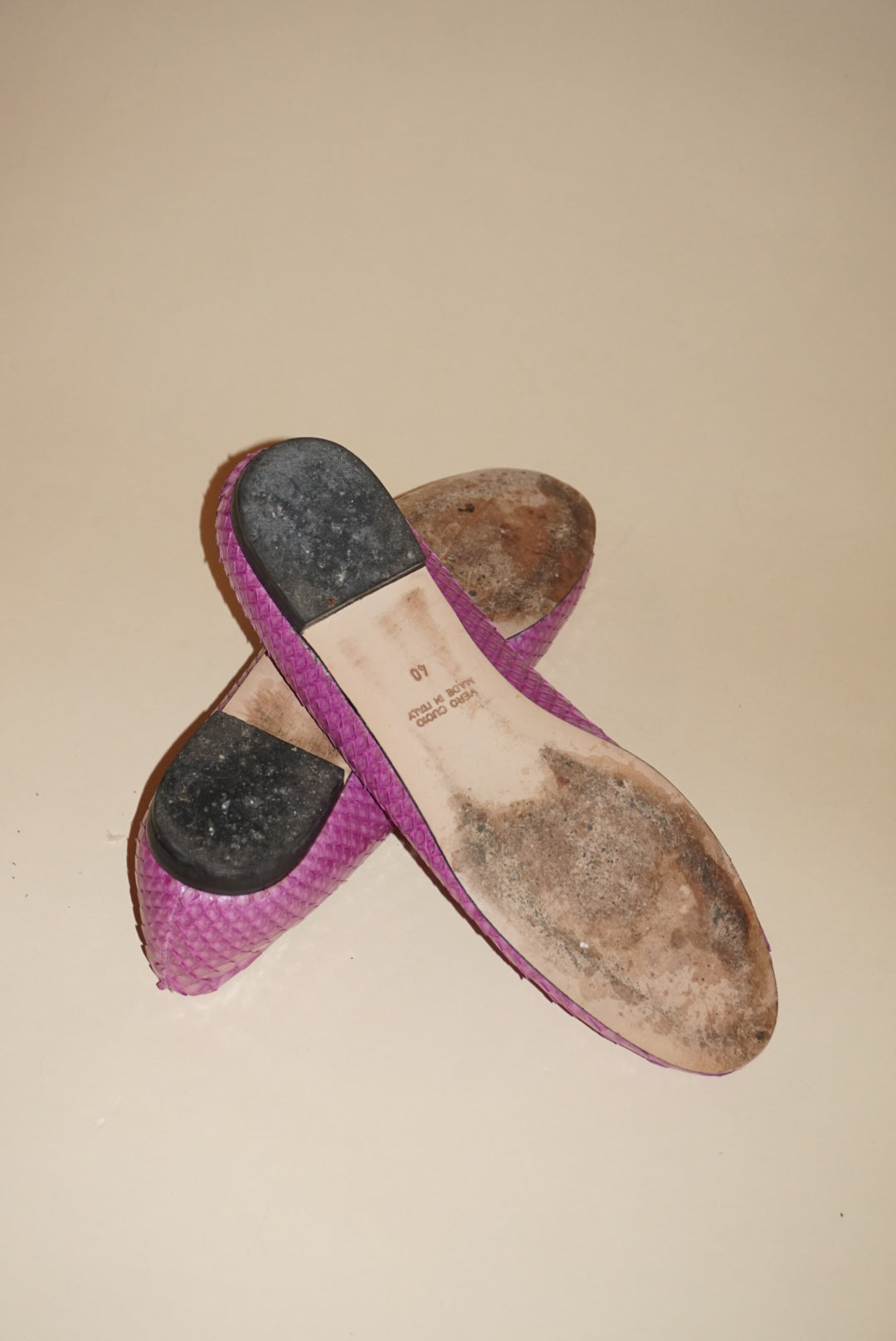 Andrea Carrano Pink Python Snake Ballet Flats - Size 40