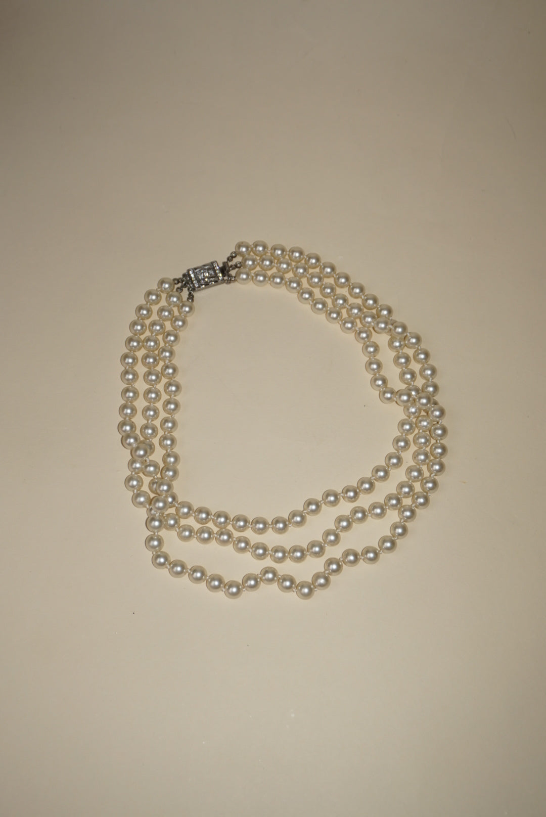 Vintage Tiered Layered Faux Pearl Costume Necklace