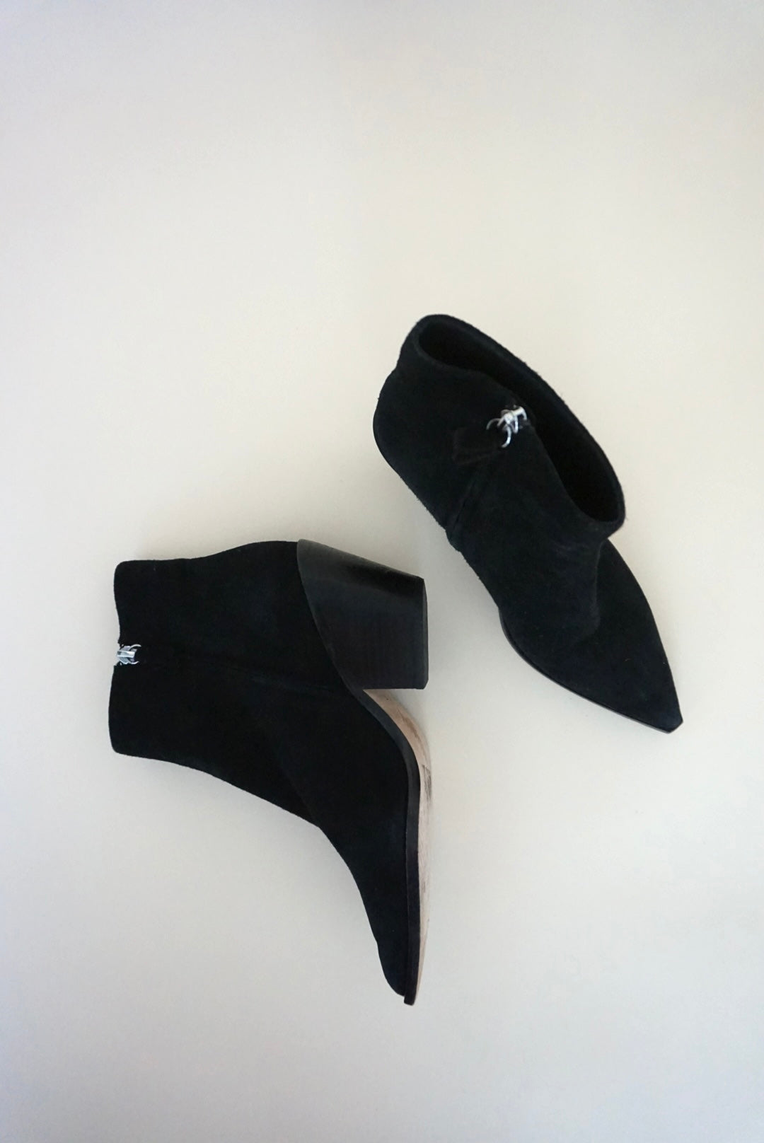 “Paige” “Laney” Black Suede Western Booties - Size  7