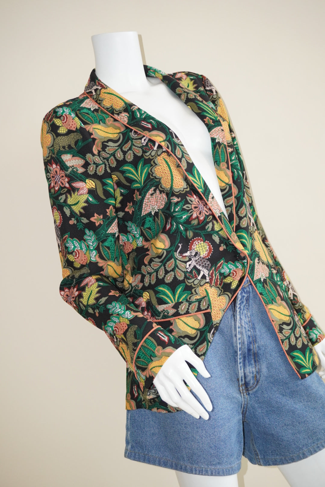 Scotch & Soda Black Multicolour Jungle Print Pajama Style Blazer - Size XL