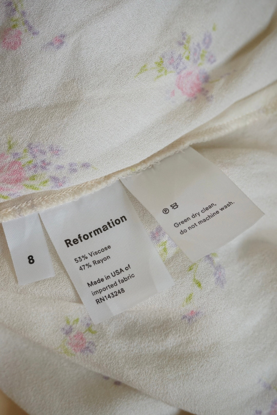Reformation Floral Creme Maxi Skirt - Size 8